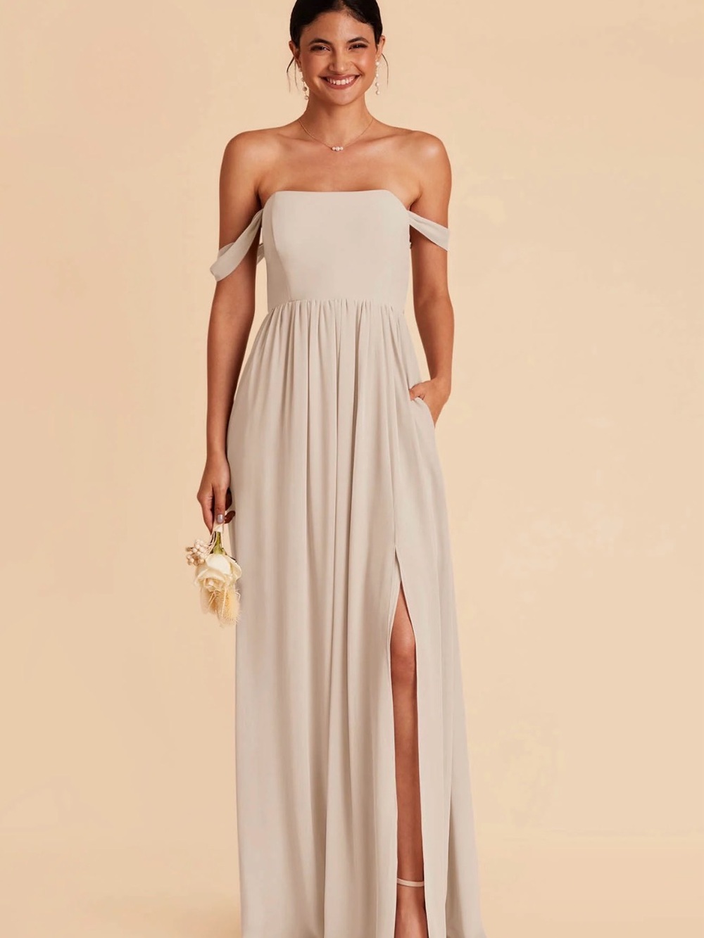 Birdy Grey Classic Champagne Bridesmaid Maxi Dress